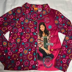 iCarly Nickelodeon Y2K Pajama Top Girls 14/16 Button Up 2009 Pink LS